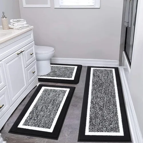 Vista 43 de Pauwer Juego de baño, alfombras de baño antideslizantes, alfombras de ducha absorbentes para suelo de baño, bañera y ducha, color azul aguamarina