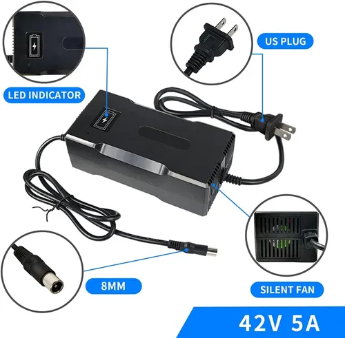 Vista 5 de Cargador de batería de 42V 5A para Segway Ninebot Max 36V Batería de litio Conector de 0.315 in