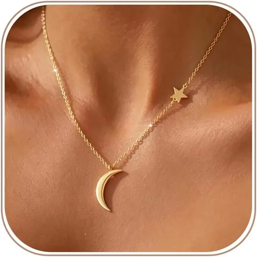 Vista 12 de Ascomy - Collar con dije dorado delicado, chapado en oro de 14 quilates, joyería diaria con dije de hoja con circonia cúbica y corazón pequeño