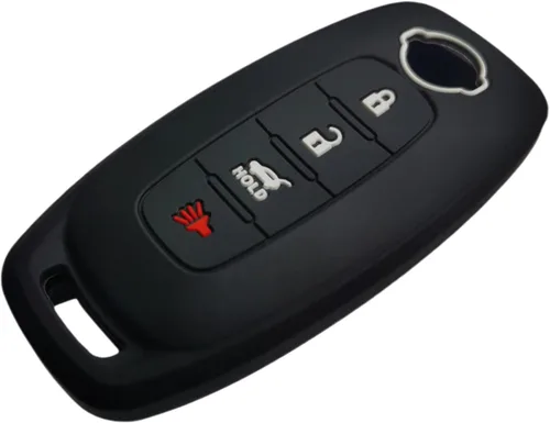 Vista 3 de Funda de silicona para llavero con control remoto sin llave, compatible con Nissan Pathfinder Rogue 2023 2024 - 4 botones para maletero de automóvil