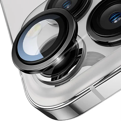 Vista 3 de TENOC - Protector de lente de cámara para iPhone 13 Pro y 13 Pro Max, color negro AR+AF, vidrio templado 9H, anillo de metal individual