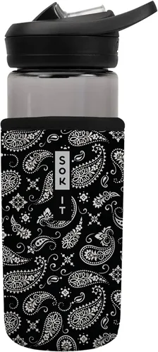 Vista 130 de Sok It BotlSok Funda para botella de agua con cubierta de neopreno aislante (Floral abstracto, se ajusta a CamelBak o Nalgene de 12 onzas)