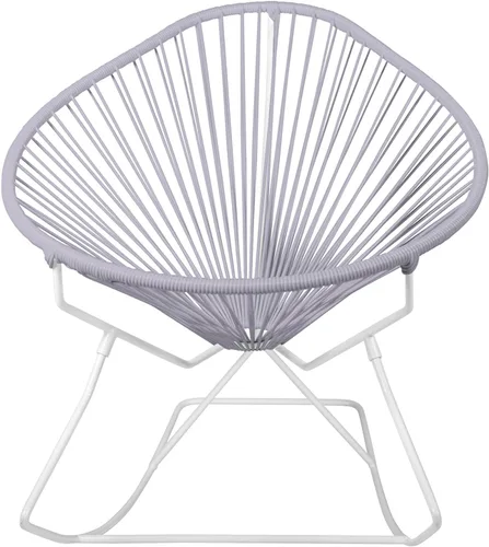 Vista 12 de Innit Designs Acapulco - Silla mecedora con estructura cromada, color turquesa, tejido naranja Verde