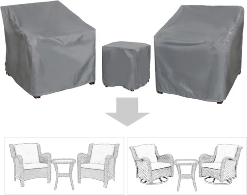 Vista 10 de Fundas para muebles de patio, funda impermeable para muebles de exterior, fundas para muebles de patio para 3 piezas, juego de fundas de sofá