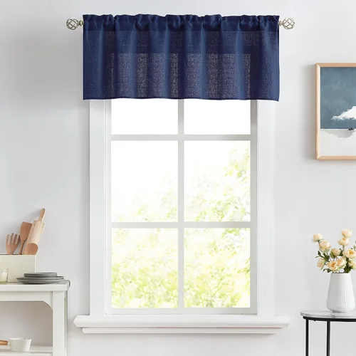 Vista 83 de Melodieux Cortinas de Niveles Semitraslúcidas Negras de 24 Pulgadas de Largo para Cocina, Cafetería, Dormitorio, Ventanas Pequeñas, Aspecto de Lino