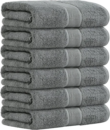 Vista 20 de Aibaser Toallas de baño, 27 x 54 pulgadas, naturales, ultra absorbentes, para baño, viajes, gimnasio, ducha y spa (juego de 6 piezas) (azul)