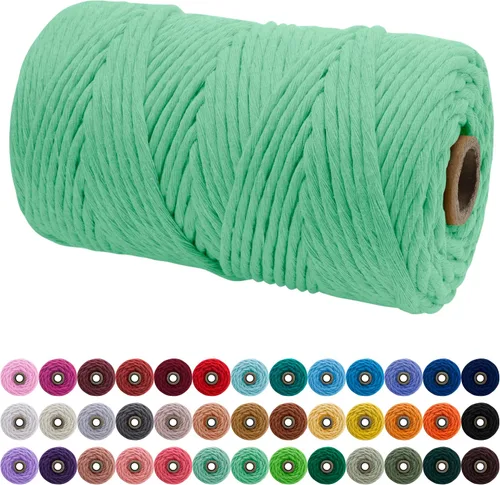 Vista 95 de JeogYong Cordón de macramé de un solo hilo 3 mm x 109 yardas (328 pies) Cuerda de algodón suave Hilo de macramé de 3 mm, suministros de macramé