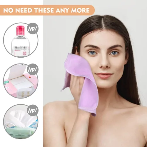 Vista 5 de KinHwa Paños de limpieza facial de microfibra ultra suaves y absorbentes, toallitas para eliminar el maquillaje de ojos, toallitas para pieles