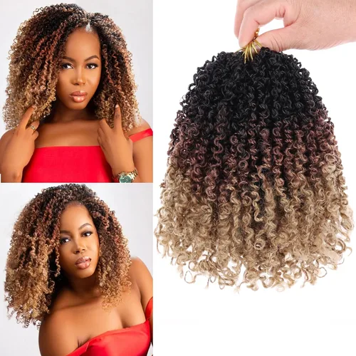 Vista 22 de Unionbeauty - Paquete de 8 trenzas de ganchillo Yanky Twist de 6 pulgadas, 8 paquetes, color negro natural, micro Passion Twist, extensiones