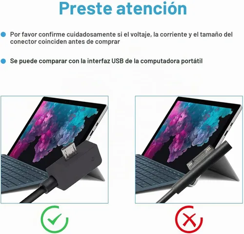 Vista 8 de Cargador Surface 3 13W 5.2V 2.5A Adaptador de Corriente CA Cargador de Cable de Reemplazo para Microsoft Surface 3, Modelo 1623 1624 1645 Tablet