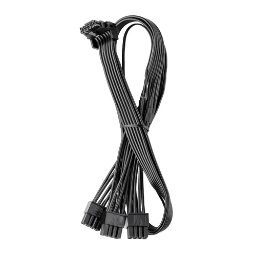 Vista 6 de CableMod Basics C-Series 12VHPWR Cable PCI-e de 90 grados StealthSense para Corsair - Variante A (negro, 16 pines a doble 8 pines, 23.6 in)