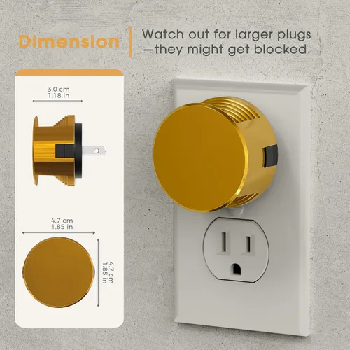 Vista 3 de Briignite Luces nocturnas que se enchufan a la pared con sensor de anochecer a amanecer [Paquete de 2] Brillo ajustable, 3000 K blanco suave, luz