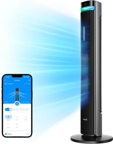 Vista 9 de GoveeLife Ventilador de torre de 42 pulgadas para dormitorio, ventiladores de piso inteligentes con oscilación ajustable de 150°, aplicación
