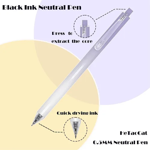 Vista 6 de HeTaoCat Bolígrafos de gel retráctiles, punta fina de 0.020 in, secado rápido, dibujo de escritura, bolígrafos de gel de tinta negra, caja de 6