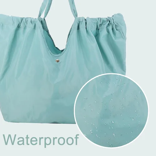 Vista 5 de Bolsa de comestibles reutilizable, impermeable, plegable, de gran capacidad, bolsa de compras portátil lavable para gimnasio, picnic, campamento