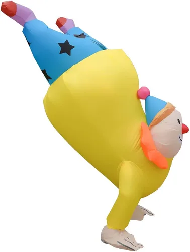 Vista 4 de Nsddm Disfraz inflable de Halloween para hombres, mujeres y adultos para fiestas de vacaciones y carnaval (payaso de pie de mano)