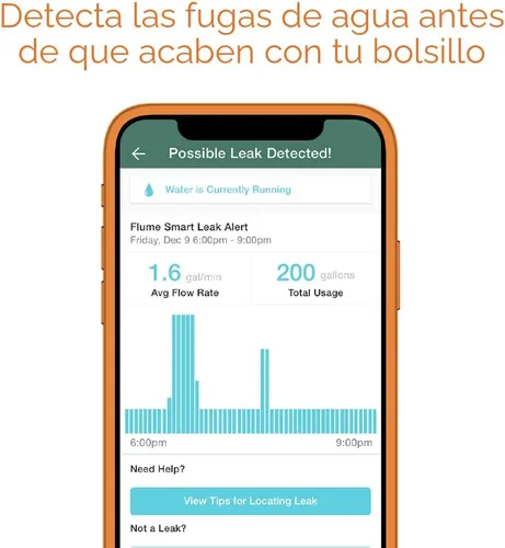 Vista 2 de Flume 2 Smart Home Monitor de agua y detector de fugas – Conectado por WiFi, seguimiento de uso en tiempo real y alertas – Funciona con medidores