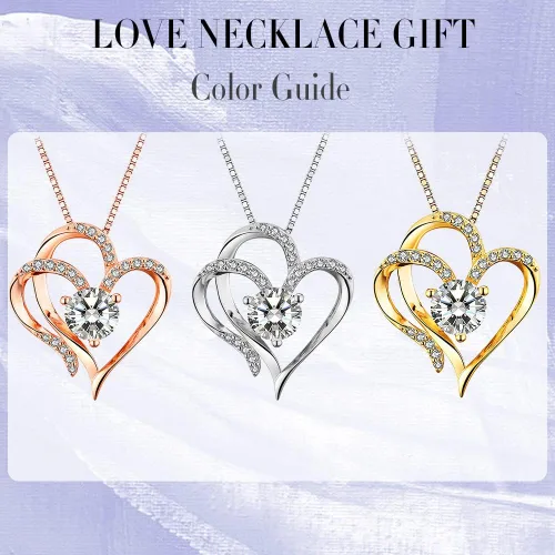 Vista 6 de Double Heart Birthstone Necklace for Women - 925 Sterling Silver Adjustable Chain, 12-Month Cubic Zirconia Pendant, Gift for WifeGirlfriendMom