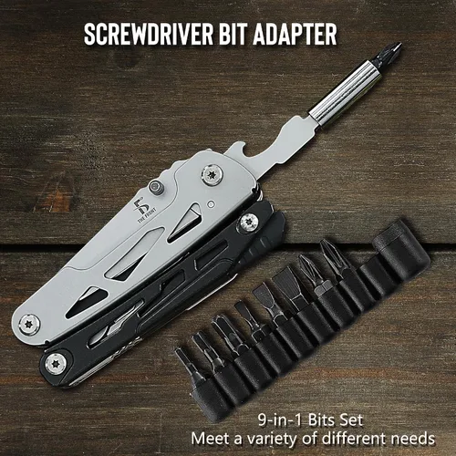 Vista 5 de THE FRONT Multiherramienta 19 en 1, Alicates Multiherramienta con Tijeras Desmontables, Cuchillo Táctico de Camping Multiuso para Supervivencia