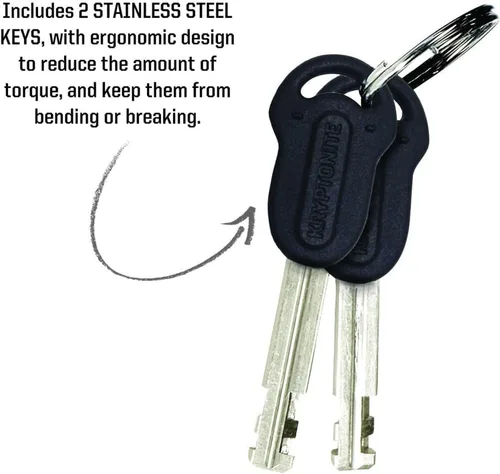Vista 5 de Kryptonite Candado en U para bicicleta con cable de acero trenzado, cerradura antirrobo en U de alta seguridad, grillete de 0.472 in y cable