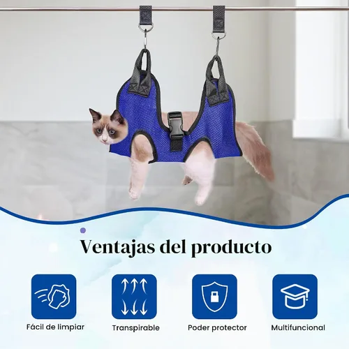 Vista 6 de PatiencET Hamaca de Aseo para Perros, Hamaca de Aseo para Mascotas para Gatos y Perros, Soporte para Perros para Recortar Uñas, Cabestrillo para Azul