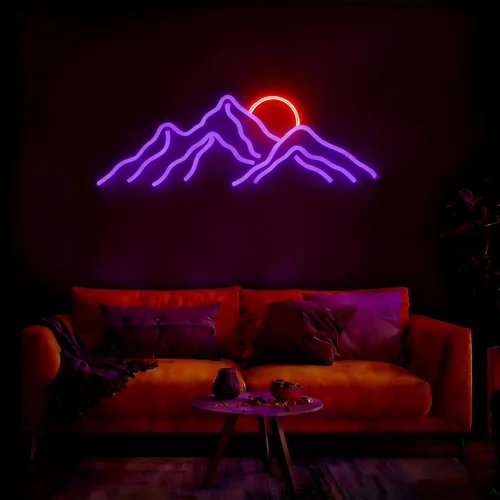Vista 11 de LED Mountains Sunrise Sunset Wave Neon Signs Dimmable 5V USB Power Neon Lights Wall Art Decorative Lamp for Home Preppy Dorm Salon Decor Bar Party