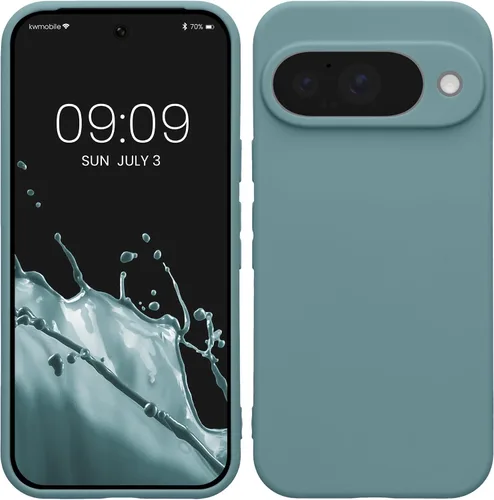 Vista 112 de kwmobile Funda compatible con Google Pixel 9 - Funda protectora delgada de TPU para teléfono - Acabado mate suave - Piedra antigua