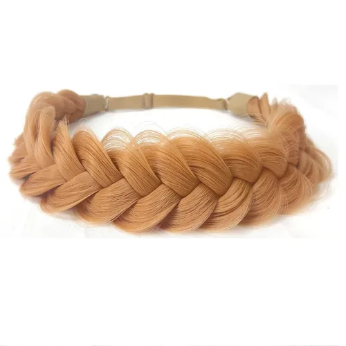 Vista 10 de Diadema trenzada sintética clásica de cabello con hebras anchas para boda, trenzas esponjosas desordenadas, banda para peluca, accesorio de belleza