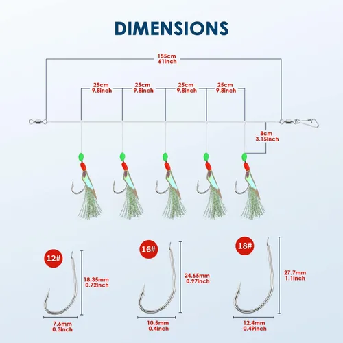 Vista 2 de 10 plataformas de pesca de mar preatadas con cuentas luminosas biónicos para insectos voladores, 10