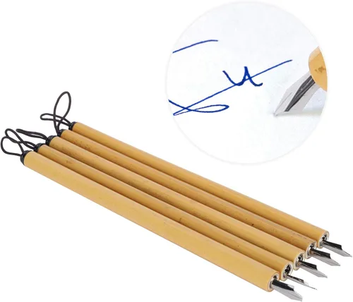 Vista 9 de Health Gear - 5 bolígrafos de bambú para caligrafía, bolígrafo de inmersión para caligrafía árabe (punta angular)