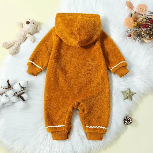 Vista 3 de Chloefairy Mameluco de manga larga con capucha para bebé recién nacido, ropa de pan de jengibre, traje de Navidad
