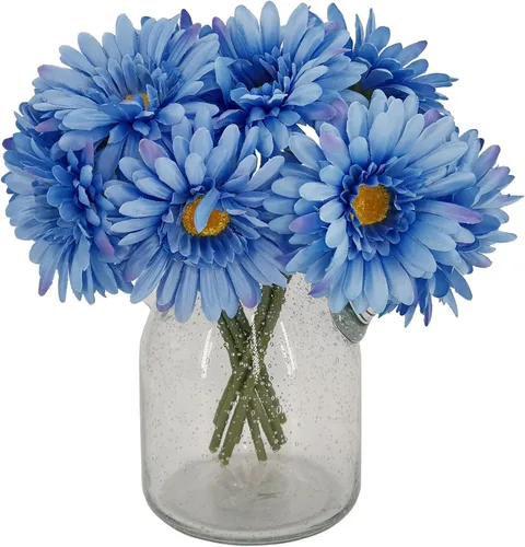 Vista 19 de TOPIA Margaritas africanas artificiales, margaritas africanas, flores de seda, gerberas artificiales, paquete de 10 unidades (negro)