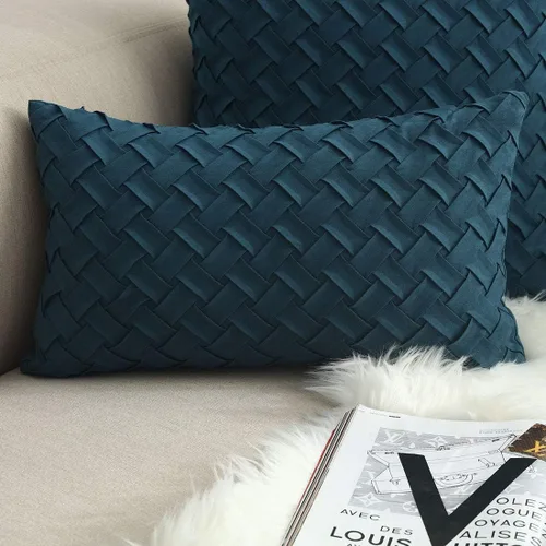Vista 34 de vctops Funda de Almohada Decorativa con Patrón de Tejido de Canasta Boho, Gamuza Súper Suave, Funda de Cojín de Acento Cuadrada Sólida para Sillón