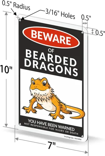 Vista 7 de SmartSign Funny Beware Of Bearded Dragons - Letrero de advertencia de 10 x 7 pulgadas, aluminio laminado sin óxido de 40 mil, letreros de metal