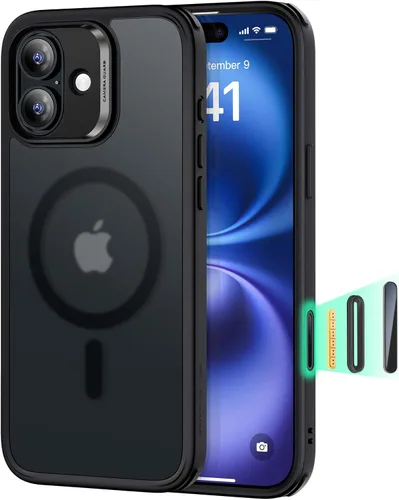 Vista 23 de ESR Classic Hybrid - Funda para iPhone 16 Pro, color negro transparente claro negro