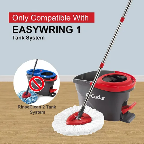 Vista 2 de Cabezal de repuesto para trapeador giratorio con 1 base giratoria y 1 mango. Recambios de fregona EasyWring compatibles con SpinMop triangular