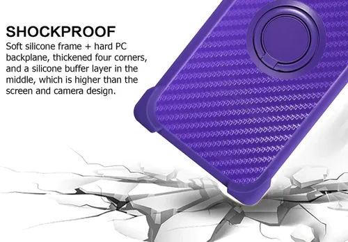 Vista 2 de Case Compatible with Celular Kalley Element 5+Plus Phone Case PC backplane + Silicone Soft Frame Cover [360 Metal Ring, Magnetic Car Mount] TZZH-ZI