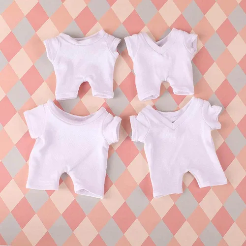 Vista 6 de niannyyhouse Ropa de muñeca de felpa de 5.9 in, cuello redondo, ropa interior antimanchas, vestido de muñeca (15CM-cuello redondo)