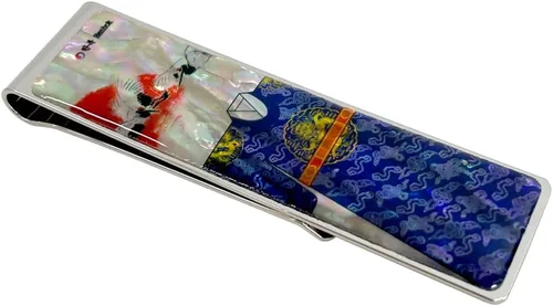 Vista 3 de Madre de perla clip de dinero cartera tarjeta de crédito tarjeta de negocios delgada titular de acero inoxidable colección regalo noble