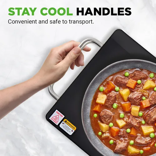 Vista 3 de NutriChef - Charola eléctrica para mantener los alimentos calientes con parte superior de vidrio negro - Ideal para el hogar, buffets, fiestas