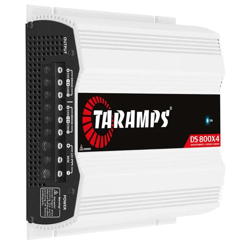 Vista 2 de Taramps DS 800x4 2 ohmios 800 vatios RMS, 4 canales 200x4 vatios RMS, Clase D, rango completo, paso alto/bajo cruzado fijo, puente, amplificador
