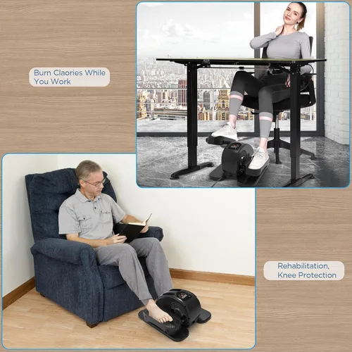 Vista 2 de Elíptica debajo del escritorio, ejercitador de pedal eléctrico sentado, silencioso, compacto, mini entrenador elíptico con monitor de pantalla