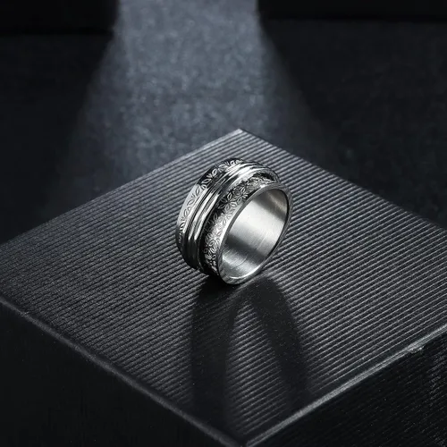 Vista 3 de Magitaco Anillos giratorios de acero inoxidable, anillos para ansiedad, anillos de ansiedad para mujeres y hombres