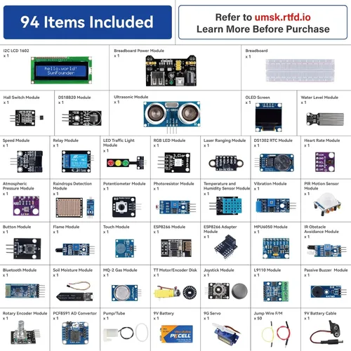 Vista 7 de SunFounder Kit Universal de Sensores Maker Compatible con Arduino Mega 2560/Uno R3/R4 Minima/WiFi Nano, Raspberry Pi 5/4B/3B+/Zero 2 W/, Pico W