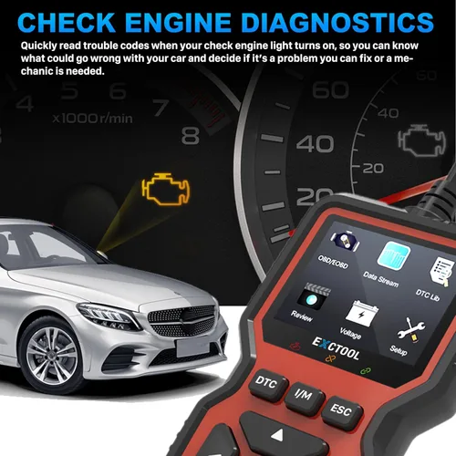 Vista 2 de Herramienta de diagnóstico del escáner OBD2 del coche, lector de código de luz del motor de verificación del vehículo con restablecimiento, datos