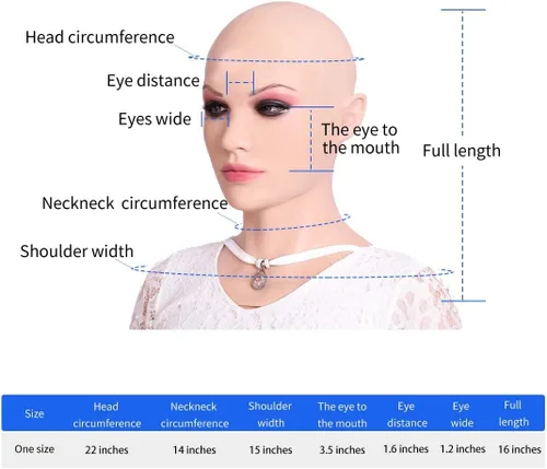 Vista 6 de SUAISKR Máscara de cabeza femenina de silicona realista hecha a mano para Halloween Beauty Face para Crossdresser Cosplay