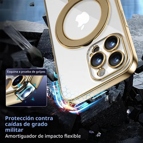 Vista 4 de Funda magnética para iPhone 14 Pro con soporte invisible [compatible con MagSafe] [protector completo de lente de cámara]