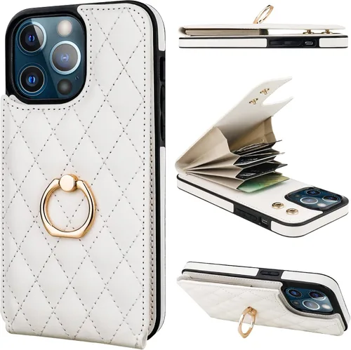 Vista 23 de Folosu Funda compatible con iPhone 13 Pro Max con soporte para tarjetas, rotación de 360°, soporte de anillo de dedo con función atril, protección