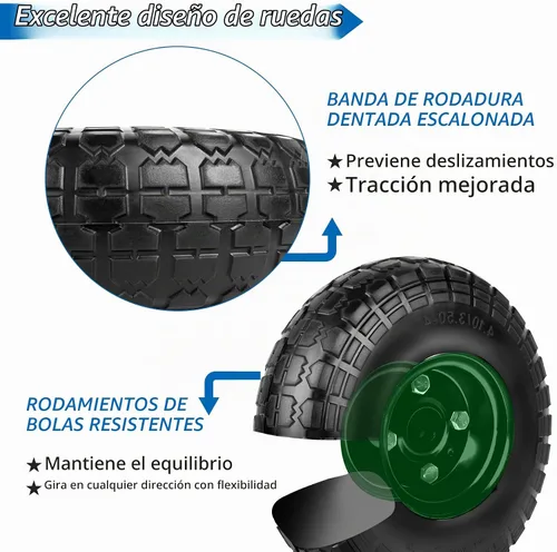 Vista 3 de Llantas y ruedas 4.10/3.50-4 de repuesto de neumáticos sólidos de 10 pulgadas con orificio de eje de 5/8 pulgadas, 8 espaciadores, 4 pines