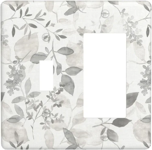 Vista 145 de Placa de Pared en Blanco de 1-Gang Sin Dispositivo Beige Lindo Vintage Boho de los 70s Hongo Fungus Planta Floral Botánica Libélula Interruptor
